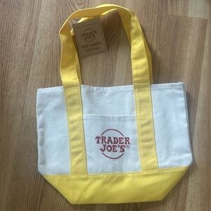 Trader Joe’s Yellow and White Canvas Tote Bag mini canvas tote